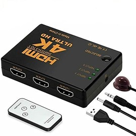 Multibao 3 input to 1 output HDMI switcher, 4K Ultra HD 1080P 3 Port HDMI Switch Amplifier Selector Splitter Hub with Remote Control