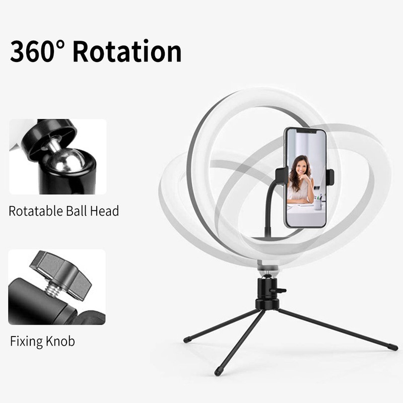 10in USB Desktop Ring Light with 3 Color Modes/10 Brightness