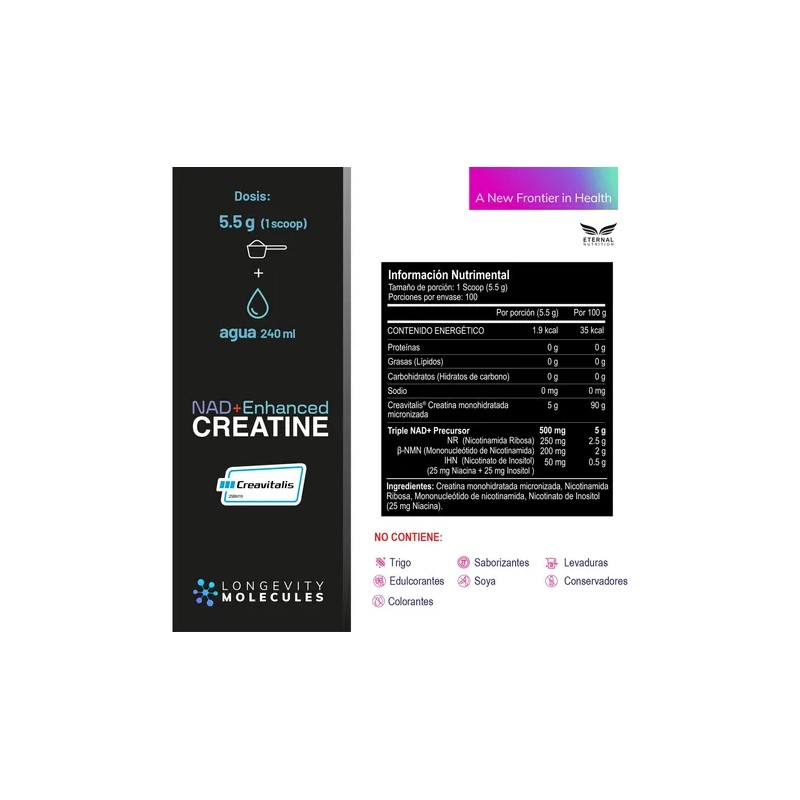 Creatine NAD Enhanced 550g Creatina Monohidratada Micronizada con Precursores Triples