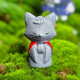 ReemeHi Animal Jizo Set, Healing Cute Small Figurine Prayer, Jizo Sama Protection God Granite Happy Wishes Good Edge Okimo, Cute Granite Statue of God and Buddha (Fox)