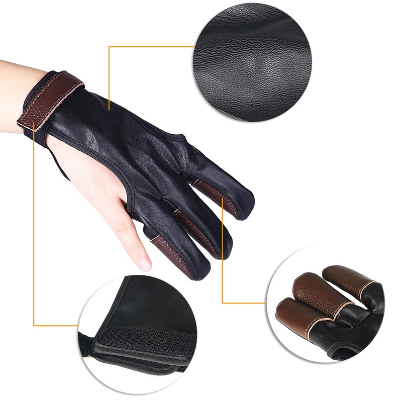 Archery Glove Finger Tab Accessories Three Finger Guard PU Leather