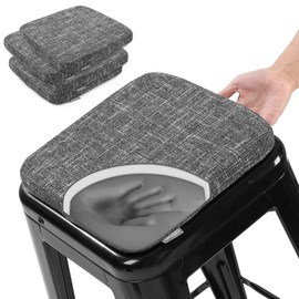 SINOSSO Memory Foam Bar Stool Cushions 4 Pcs, Modern Interwoven Style Magnetic Small Chair Pads Use for Cafe Bistro Stackable Metal Stool (Square, Grey, 4)