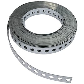 AERZETIX - C49717 - mounting tape - 17mm - straight punched - galvanized steel - 10 meters - Ø6.5mm - flexible strap attachment support