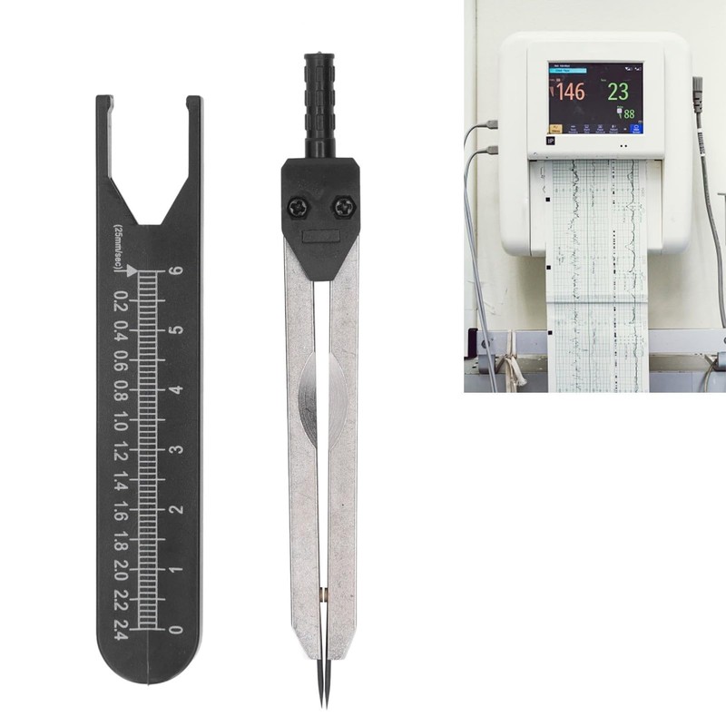 ECG Measuring Ruler, ECG Vernier Caliper, Stainless Steel, 0-2.4 Inch,