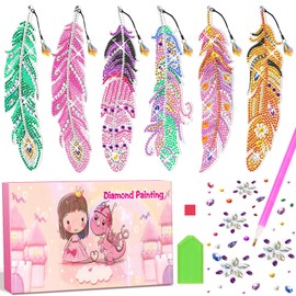 Amteker Diamond Painting Kinder, Geschenke für Mädchen, Basteln Mädchen 6 7 8 9 10 11 12 Jahre, Bastelset Kinder Spielzeug ab 6-12 Jahre, Weihnachtsgeschenke DIY Lesezeichen für Kinder Erwachsene