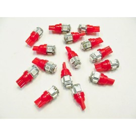 Lumiglow 15 BRIGHT Red 5 LEDs Side Marker License Plate Clock Lights Bulbs For Imports