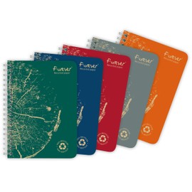 Calligraphe Clairefontaine Forever Premium 68446C Spiral Notebook DIN A6 100% Recycled 60 Sheets Micro-Perforated and Removable Lined White 90 g Assorted Colours Pack of 1