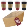 100 x 12oz /16oz Kraft Coffee Cup Sleeves Disposable Large