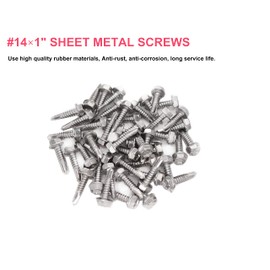 cSeao 60-Pack #14 x 1" 410 Stainless Steel Hex Washer Head Self Tapping Screws Sheet Metal Screws