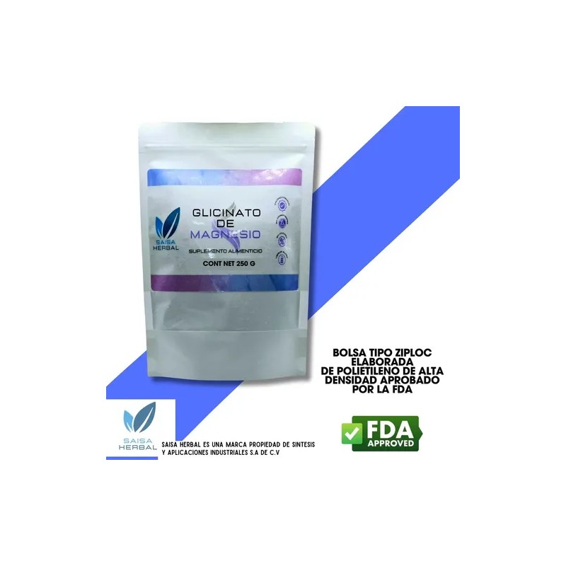 Glicinato Magnesio 100 Puro Bolsa 250g Saisa Herbal Sabor Natural