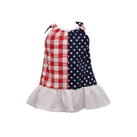Bonnie Jean Girl's 4th of July Dress - Patriotic Stars and Stripes Flag Dress for Baby Toddler and Little Girls, 2T