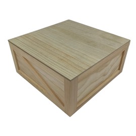 Shadow Breeze Large Wooden Box with Drop Lid | Rustic Keepsake Storage Crate (15" x 15" x 7")