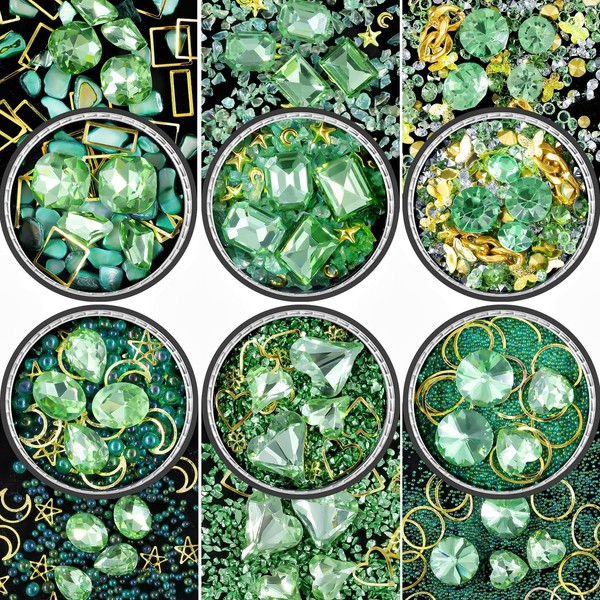 6 Wheels Mixed Sparkle Nail Art Rhinestones Diamonds Crystals Butterfly