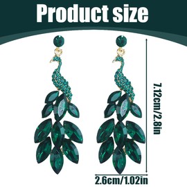 LQIOACU Drop Earrings, Women Tassel Earrings Peacock Earrings Austrian Crystal Boho Waterfall Beads Fringe Drop Earring, 1 Pair, bronze