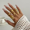 Starfish Seashell Statement Rings for Women Chunky Gold Stackable Rings