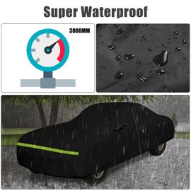 Waterproof Car Cover Compatible with 1993-1997 Honda Del Sol/Civic Del Sol Accessories, All Weather Classic Car Covers with Inner Cotton&Zipper Door for Snow Rain Protection