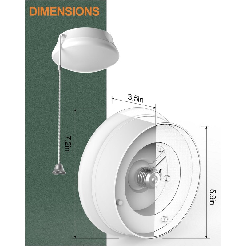 Lightdot 7” Modern LED Ceiling Light with Pull Chain 12W