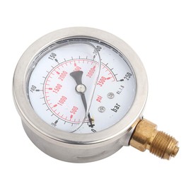 Liquid-filled hydraulic pressure gauge 0-3750PSI 0-250 bar pressure gauge, 2.5 inch dial display, G1/4 thread connection