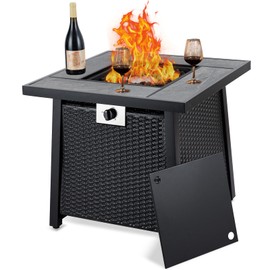 GarveeLife 28 Inch Propane Fire Pit Table, 50000BTU Rectangle Fire Table with Cover, Sturdy Steel and Iron Fence Surface, CSA Safety Certified, Companion for Your Garden
