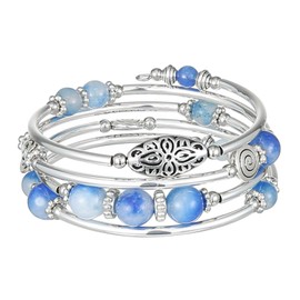 FULU AUTUMN - Pulseras apilables con abalorio para mujer, pulsera de plata estilo bohemio, para mujer, Ágata