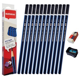 Handwriting HB Pencils, Pack of 10, ZLAPIZY Wood Pencils Eraser Sharpener Pack, BLACK Lead, Hexa Grip, School Office Home Use, iZOFAX Black Ball Pen