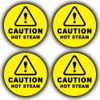 4 Pack - Caution Hot Steam Stickers - Waterproof Vinyl