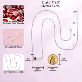 Forever Love Heart White Gold 925 Sterling Silver Red Garnet Infinity Heartbeat Pendant Necklace for Women Wife Girlfriend Mom Nurse January Birthstone Jewelry Valentine Mother Day Christmas Gifts