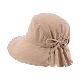Qzkouma SXH-381 Women's Hat, UV Protection, Wide Brim Bucket Hat, UV Care, Cotton Blend, UV Protection, Sun Protection Hat, Actress Hat, With Chin Strap, Foldable,, Khaki, 56 to 58 cm