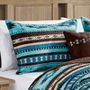 Linen Mart Southwestern Turquoise Tan Aztec Coverlet - 5 Piece
