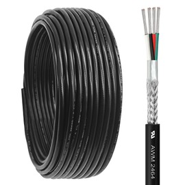 22/4 Shielded Wire 100FT 22 Gauge 4 Conductor Wire, UL2464 22 AWG Chain CNC Tinned Copper Cable for CNC Router Machine, CNC Spindle, Microphone, 3D Printer