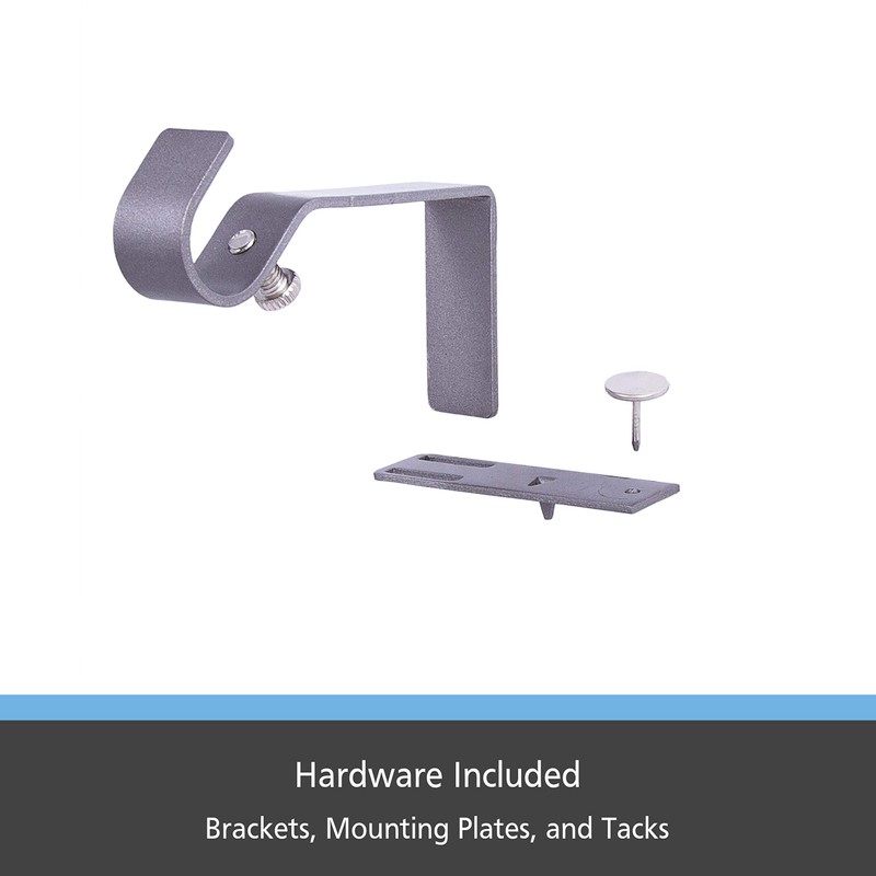 Kenney Fast Fit 5/8" No Measure Curtain Rod Brackets, Pewter