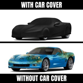 Xomzema Black Car Cover Full Exterior Cover Indoor Protection UV Resistant Car Cover Velvet Elastic Fabric Soft Inner Layer Cover Not Waterproof Accessories for Corvette C6 2005-2013