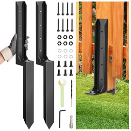 2 Pcs Fence Post Repair, Heavy Duty Fence Post Kit Anchor Ground Stakes for Repairing Tilted, Broken Wood Support