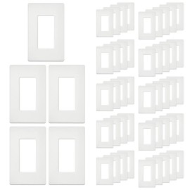 [50 Pack] BESTTEN 1-Gang Screwless Wall Plate, USWP4 White Series, Decorator Outlet Cover, H4.69” x W2.91”, for Light Switch, Dimmer, USB, GFCI, Receptacle, UL Listed
