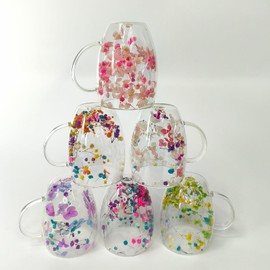 NBHUZEHUA Double Walled Glass Coffee Mugs Set of 6 Cute Insulated Tea Cup Set for Kitchen Hot Cold Beverages, Cappuccino, Latte, Espresso Coffee, Juice