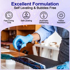 JANCHUN Crystal Clear Epoxy Resin Kit 32OZ, Bubble-Free, Anti-Yellowing, Self Leveling Easy Mix 1:1 Coating and Casting Resin for Table Top, Molds, Tumbler Crafts, Painting, Jewelry, DIY Gifts