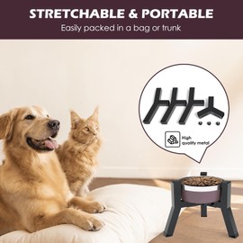 SHAINFUN Elevated Dog Bowls, Adjustable Width Raised Dog Bowl Stand for 5.2-7.8" Wide Bowls, Dog Food and Water Feeder Bowls for Medium Small Dogs, 7.8in Tall, (Bowl Not Included)