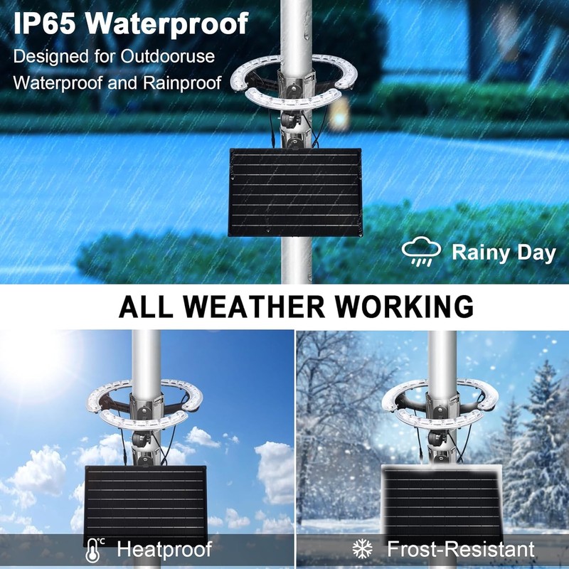 RAYSLIT Solar Flag Pole Light 3300 Lumens Flagpole Light Solar