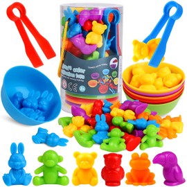 Color Sorting and Counting Dinosaurs Toys for Toddlers 3 5 4 Years Old Preschool Matching Learning Educational Game Montessori Sensory (Animals)