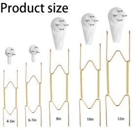 10 Pcs Plate Hangers for Walls,Wall Plate Hangers,Plate Hanger,Plate Wall Hangers,Plate Holder for Wall, 4/ 6/8/10/12 Inch Stainless Steel W-Shaped,Antique Art Decorative Board Display Wall Hanging