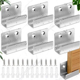 Brateuanoii 6 Pieces Stainless Steel Display Wall Hooks, U Angle Bracket Stainless Steel, Silver Heavy Duty Hooks, Stainless Steel Ceramic Tile Wall Hooks, Display Wall Hooks, Load Capacity 30 kg, for