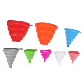 PRETYZOOM Embudos Plegables de Silicona para Cocina, Mini Embudos para Líquidos, Ahorran Espacio, Aptos para Botellas y Frascos, Paquete de 8 Piezas para Uso en Cocina