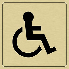 Viking Signs DV1030-S15-GV Disabled Toilet Symbol - Toilet Door Sign, Positive Black Text with Border, Vinyl Gold Sticker, 150 mm H x 150 mm W,Green