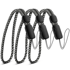 Empire Hand Wrist Strap Lanyard, Adjustable Lanyard Wrist Strap for Car Keys, Cameras, GoPro, Keychain, Phone, Portable Gaming Consoles & More (Pack of 3 - Black & White Finger Strap)