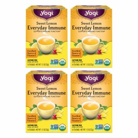 Yogi Tea Sweet Lemon Everyday Immune - 16 Bags per Pack (4 Packs) - Daily Immune Support Tea - Delicious Lemon Tea Bags - Includes Tulsi, Lemongrass, Rose Hip, Lemon Peel & More