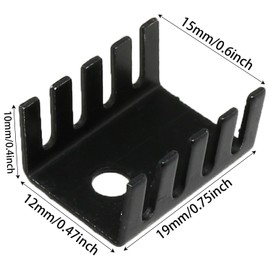 Heyous 30PCS 19x15x10mm Aluminium Heat Sink Transistor Heat Sink Black Heat Sink Insulated Pad Suitable for TO-220 Transistor Cooling