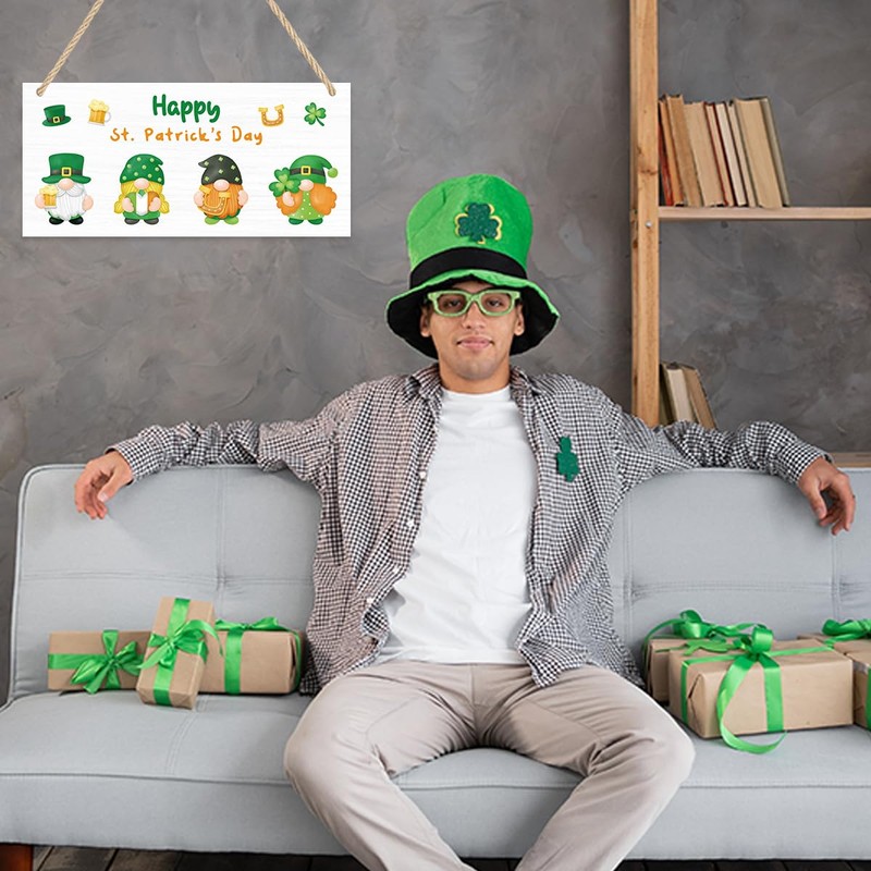 Happy St. Patrick's Day Sign Gnome St Patricks Day Decorations