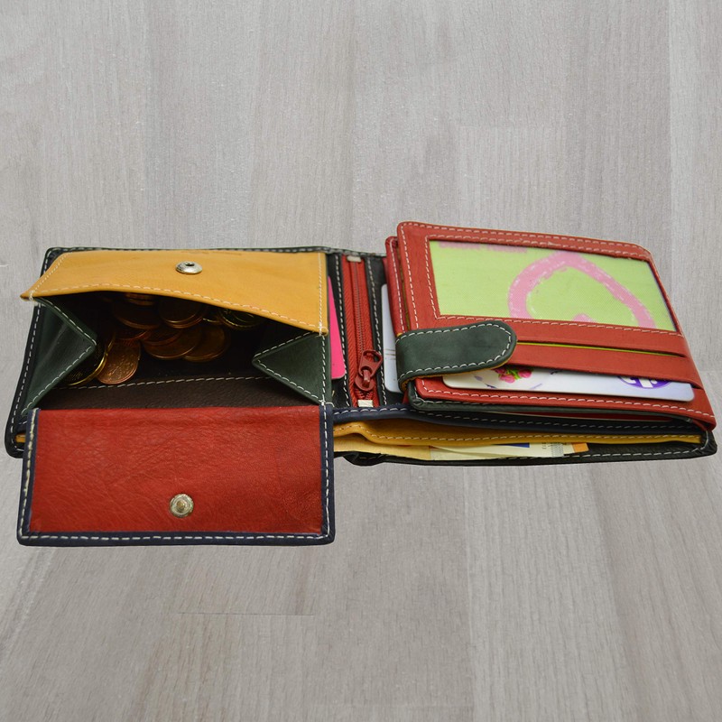 flevado Men's Wallet Multi Colours Genuine Leather Wallet Landscape Format,