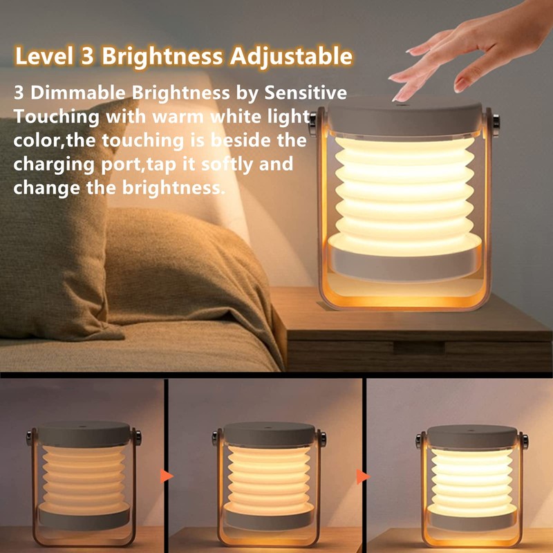 ALLOMN Folding Table Lamp, Multifunctional Folding Reading Light Portable Telescopic