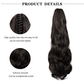 Cybelleza Clip-In Ponytail Extensions Braid Hairpiece Claw Ponytail Hair Extension Like Real Hair Wavy Curly Synthetic Hair Long Hair Heat Resistant Dark Brown